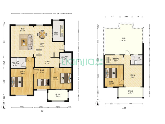 汇景园 4室2厅3卫 168平方