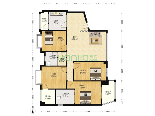 世家左岸半岛 4室1厅2卫 158平方