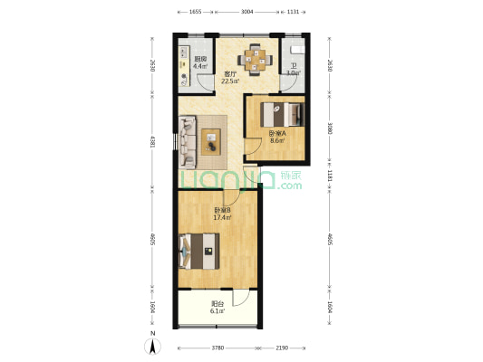 中山西路135号 2室1厅1卫 66平方