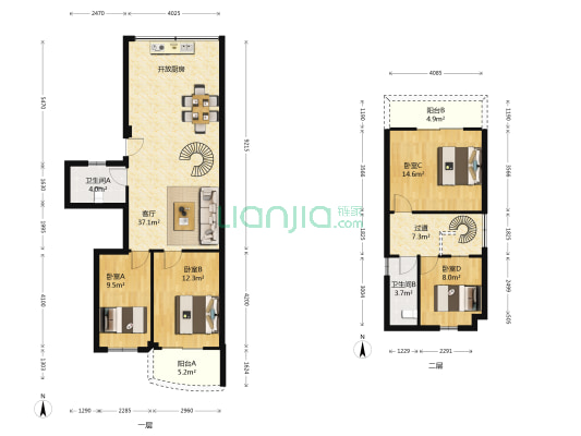 马榕小区 4室1厅2卫 54平方