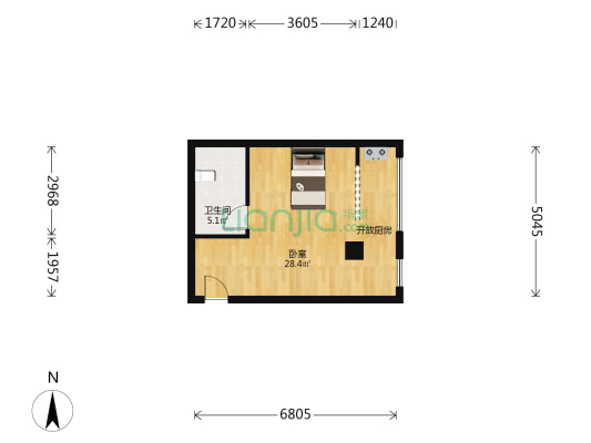 青国青城二期 1室0厅1卫 43平方