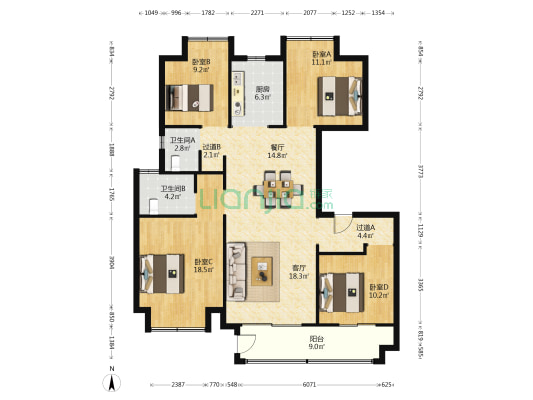 雅仕书苑 4室2厅2卫 140平方