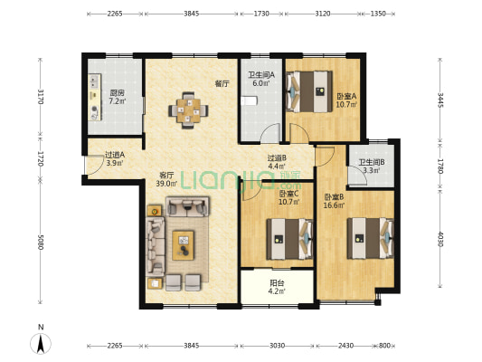汶河苑 3室1厅2卫 147平方