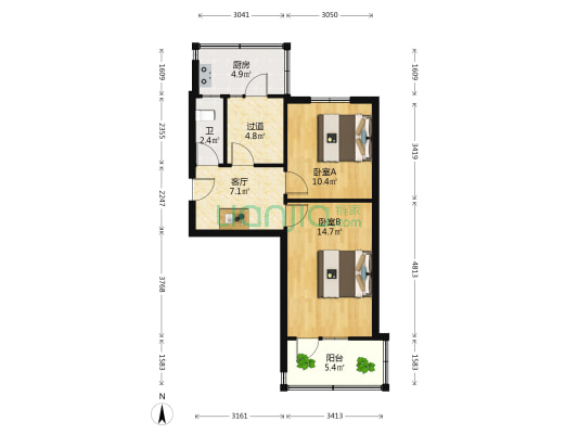 老干部家属楼 2室1厅1卫 50平方