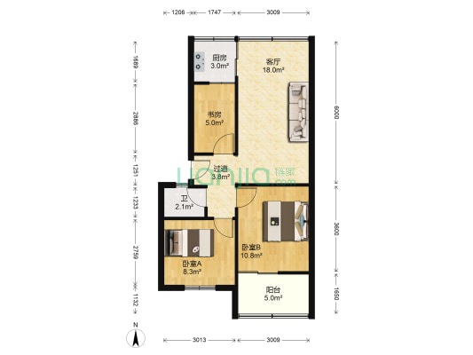 明佳园 3室1厅1卫 66平方