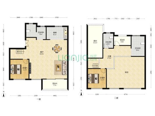 美的云樾 2室1厅3卫 171平方