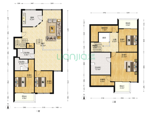 清波苑 4室1厅3卫 216平方