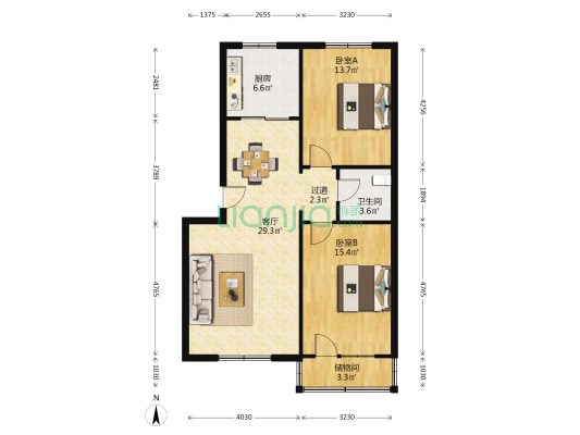 福源阁 2室1厅1卫 104平方