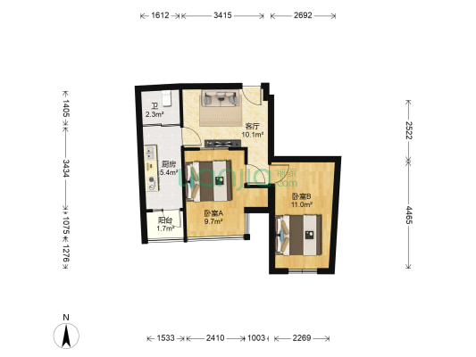 上东印象 2室1厅1卫 59平方