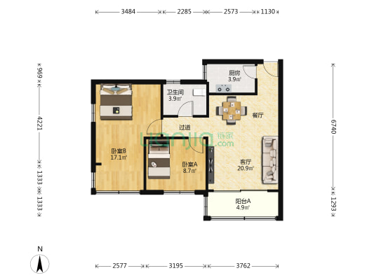 仁德楼 2室1厅1卫 70平方