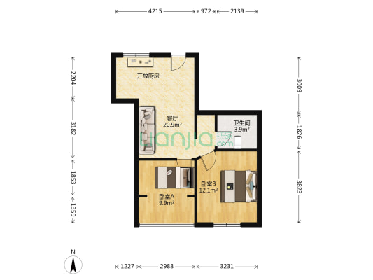 北国之春人家 2室1厅1卫 59平方