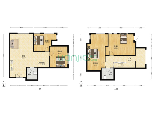 中港国际 4室1厅2卫 104平方