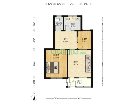植物油厂家属院 2室2厅1卫 79平方