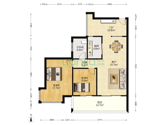 绿园 2室1厅1卫 89平方