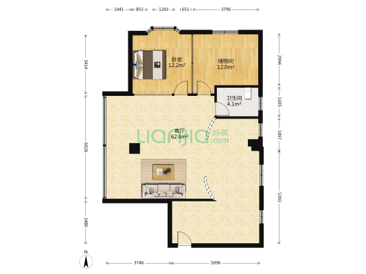 梅山大厦 1室1厅1卫 127平方