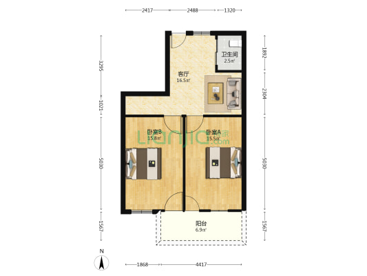 前岸路(鹿城区) 2室1厅1卫 66平方