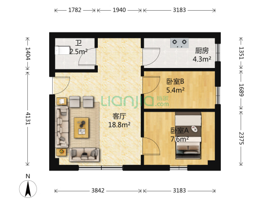 梅园新居 2室1厅1卫 47平方