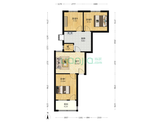 谢家冲 3室1厅0卫 72平方