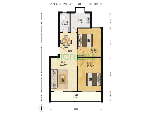 外贸家属院（农业路） 2室1厅1卫 74平方