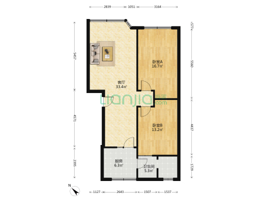 来凤路59号 2室1厅1卫 93平方