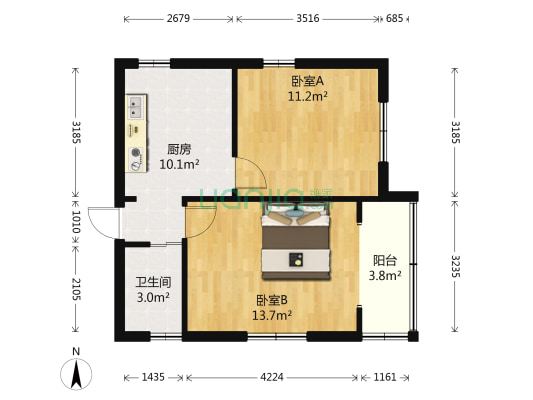 复旦第五宿舍 2室0厅1卫 51平方