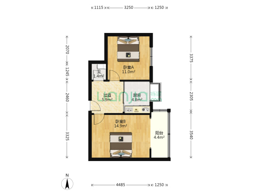 青门小区 2室0厅1卫 57平方