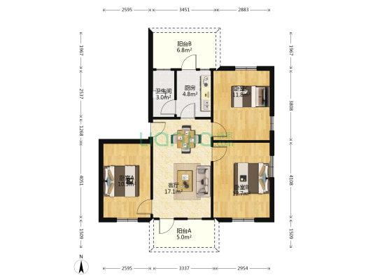 地质小区 3室1厅1卫 83平方