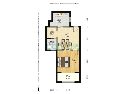金巷小区（10弄3支弄高层） 1室1厅1卫 60平方