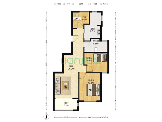 奥丽赛凤凰水岸 3室1厅1卫 89平方