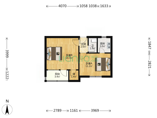 地矿小区 2室0厅1卫 38平方
