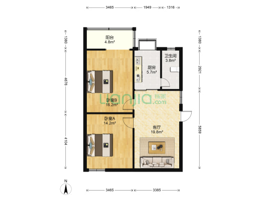 天顺园一村 2室1厅1卫 77平方