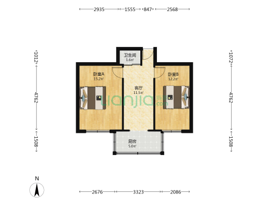 烟厂宿舍（福林路） 2室1厅1卫 50平方