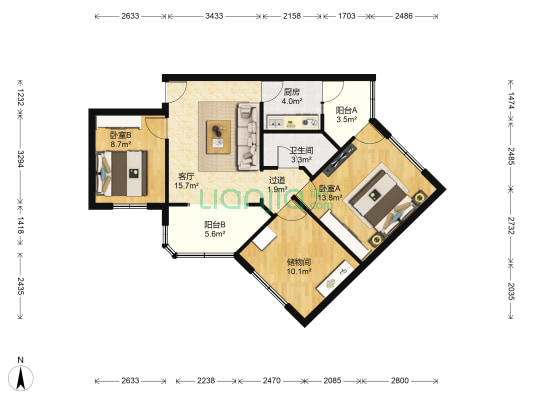航天丙区 2室1厅1卫 77平方