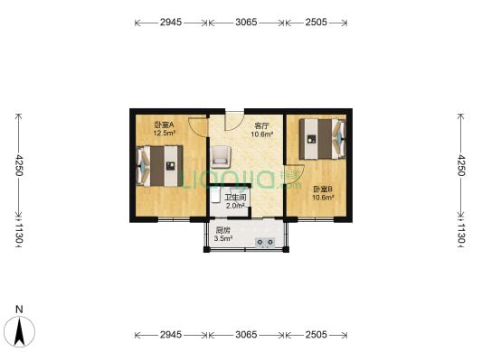 锅炉厂宿舍 2室1厅1卫 50平方