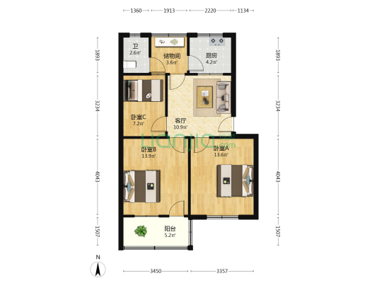 物价局家属院 3室1厅1卫 63平方