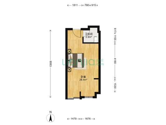 天府欧城 1室0厅1卫 42平方