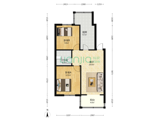 410小区 2室1厅1卫 73平方