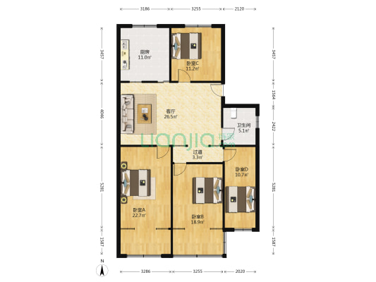 德隆新村 4室1厅1卫 147平方