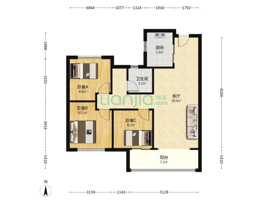 钰龙旭辉半岛和岸 3室1厅1卫 98平方