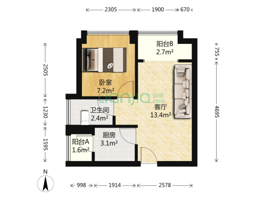 丰逸尚居 1室1厅1卫 42平方