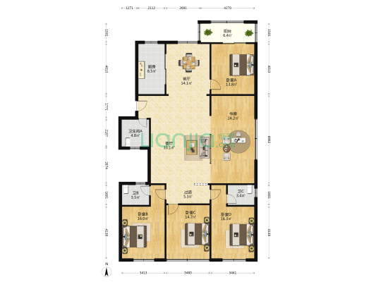 凯旋路835号 5室2厅3卫 199平方
