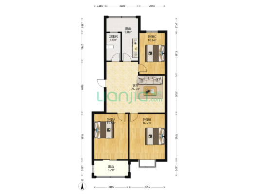 金世纪小区北院 3室1厅1卫 116平方