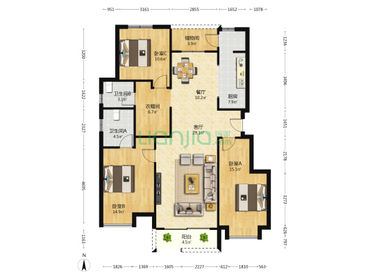 君悦府 3室2厅2卫 261平方