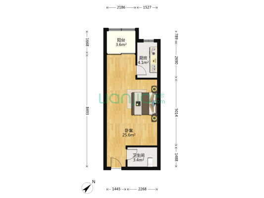 汉口北1号公馆 1室0厅1卫 51平方