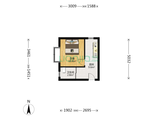青春嘉园 1室0厅1卫 38平方