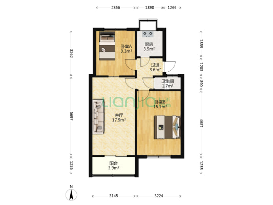 王场新村 2室1厅1卫 66平方