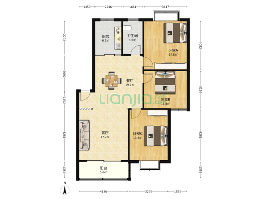 信华村 3室2厅1卫 116平方
