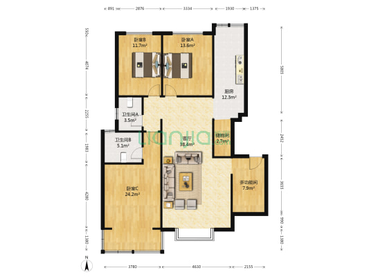 惠兰园 4室1厅2卫 145平方