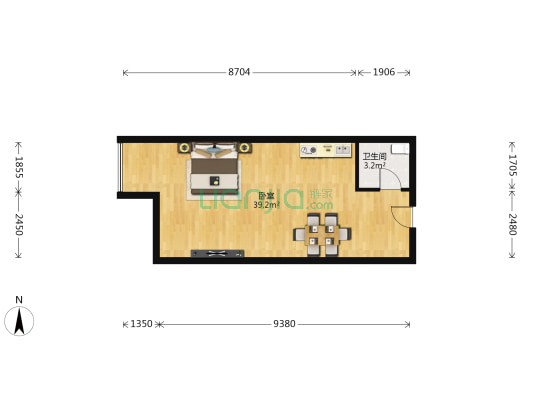 廊坊发展 1室0厅1卫 61平方