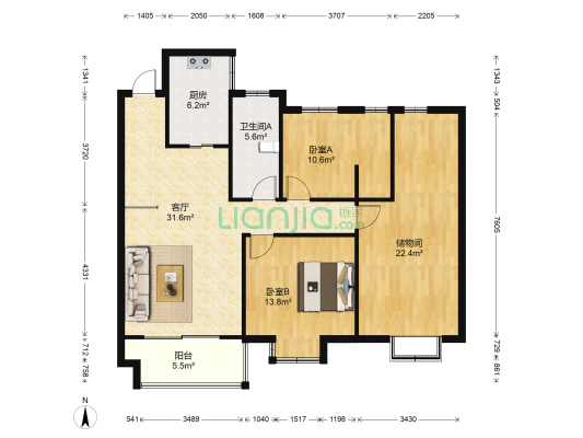 唯美花园 2室1厅1卫 123平方